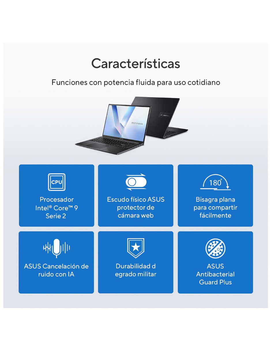 Laptop No X1605VAPBF-C916512 16 pulgadas Full HD+ Intel Core 9 270H Integradas 16 GB RAM No aplica 512 GB No aplica 6