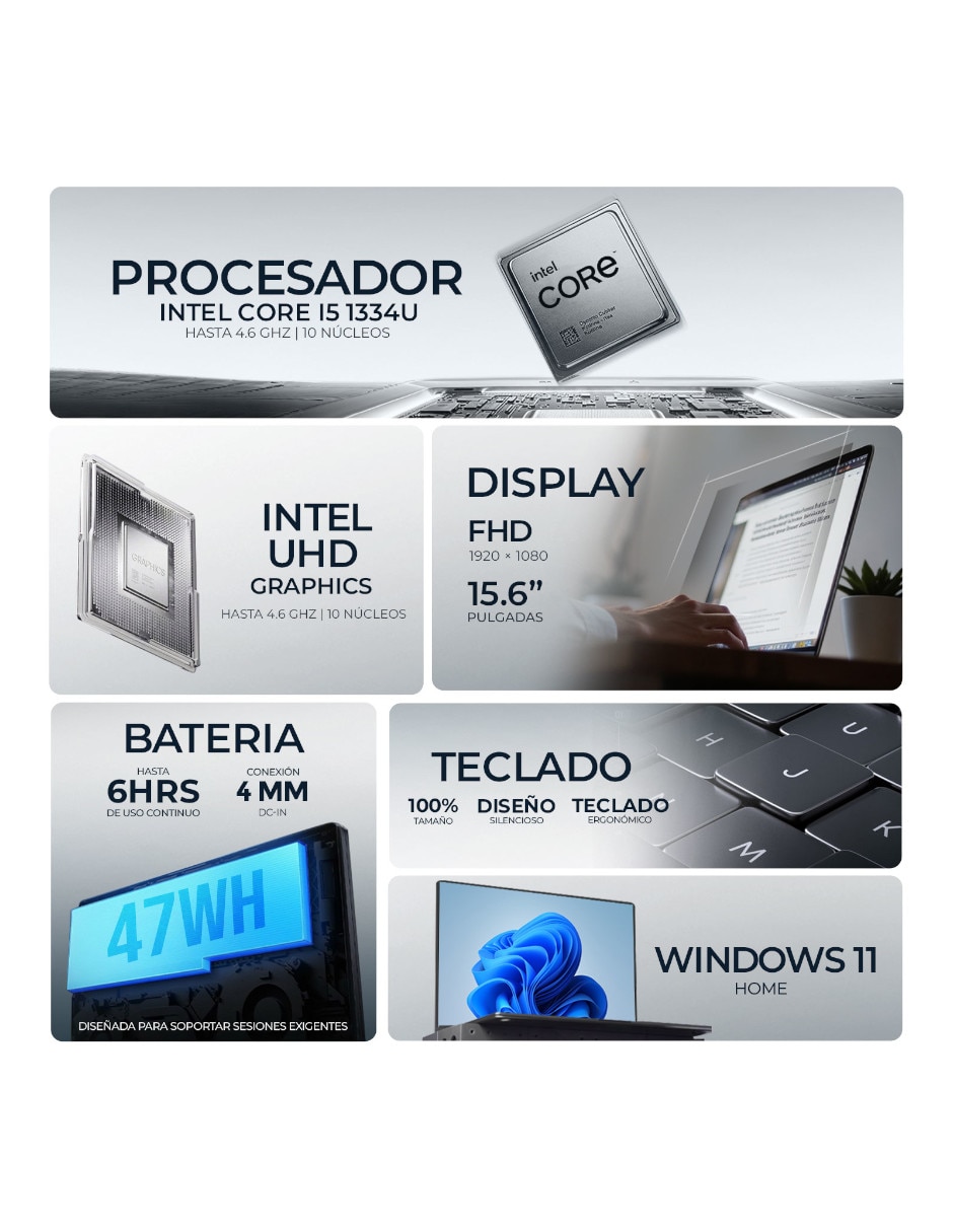 Laptop No 15.6 pulgadas Full HD Intel Core i5 Intel UHD 8 GB RAM No aplica 512 GB No aplica 2