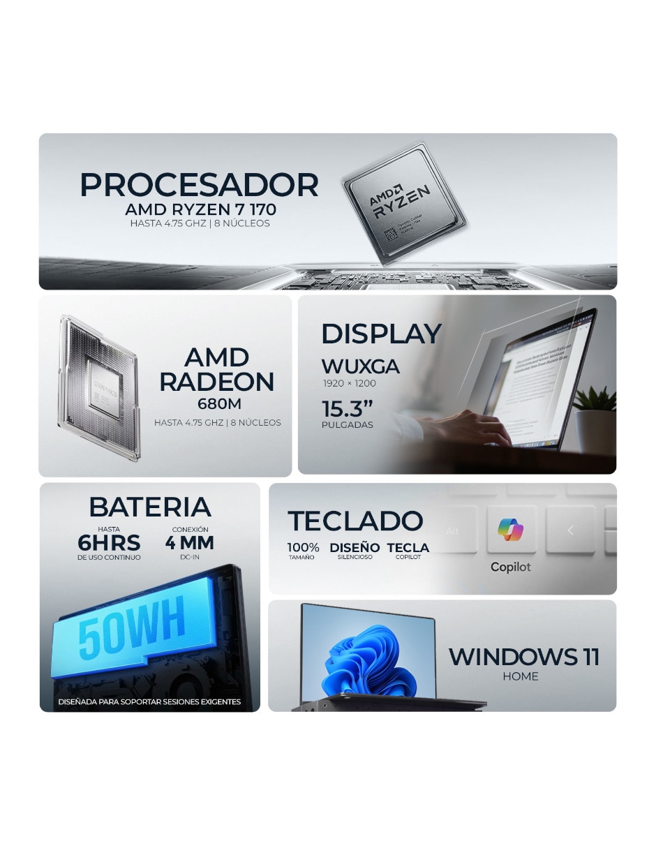 Laptop Sí 15.3 pulgadas WUXGA AMD Ryzen 7 AMD Radeon Graphics 16 GB RAM No aplica 512 GB No aplica 2
