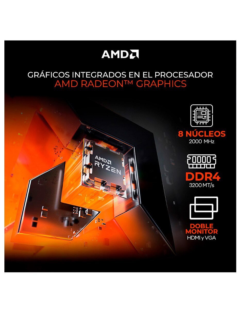 Computadora gamer No incluye monitor Amd Ryzen 7 amd Radeon Graphics 16 GB Ram 1 TB 8