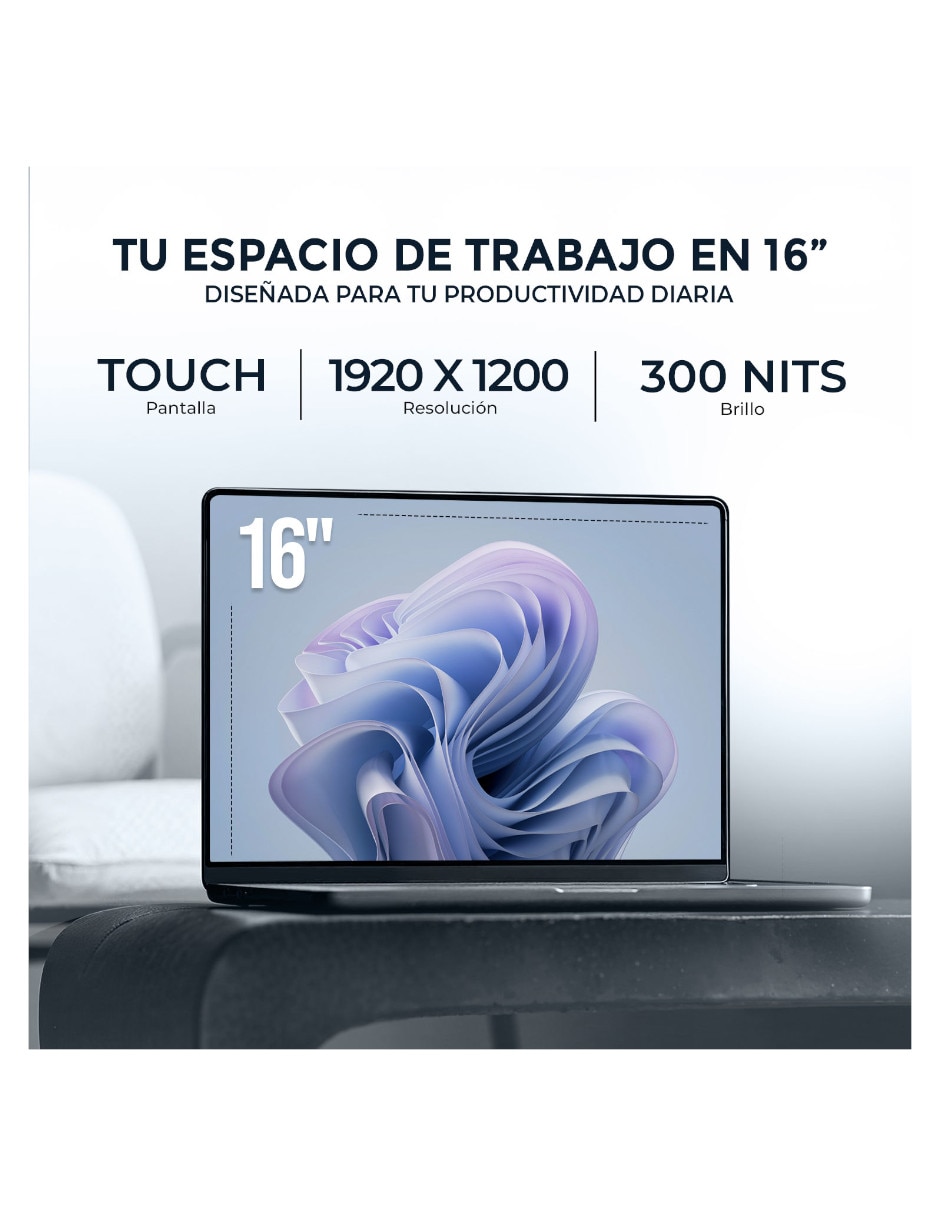 Laptop touch 16 pulgadas 2k amd ryzen ai 7 445 amd radeon graphics 32 gb ram 1 tb 5