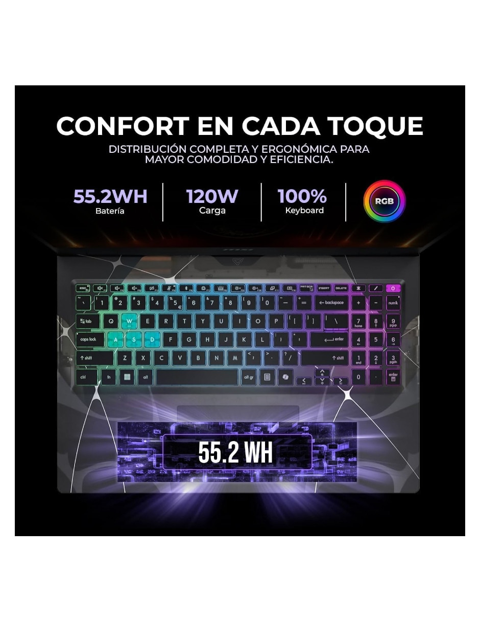 Laptop gamer 15.6 pulgadas full hd intel core 7 nvidia geforce rtx 5060 32 gb ram 1 tb 8
