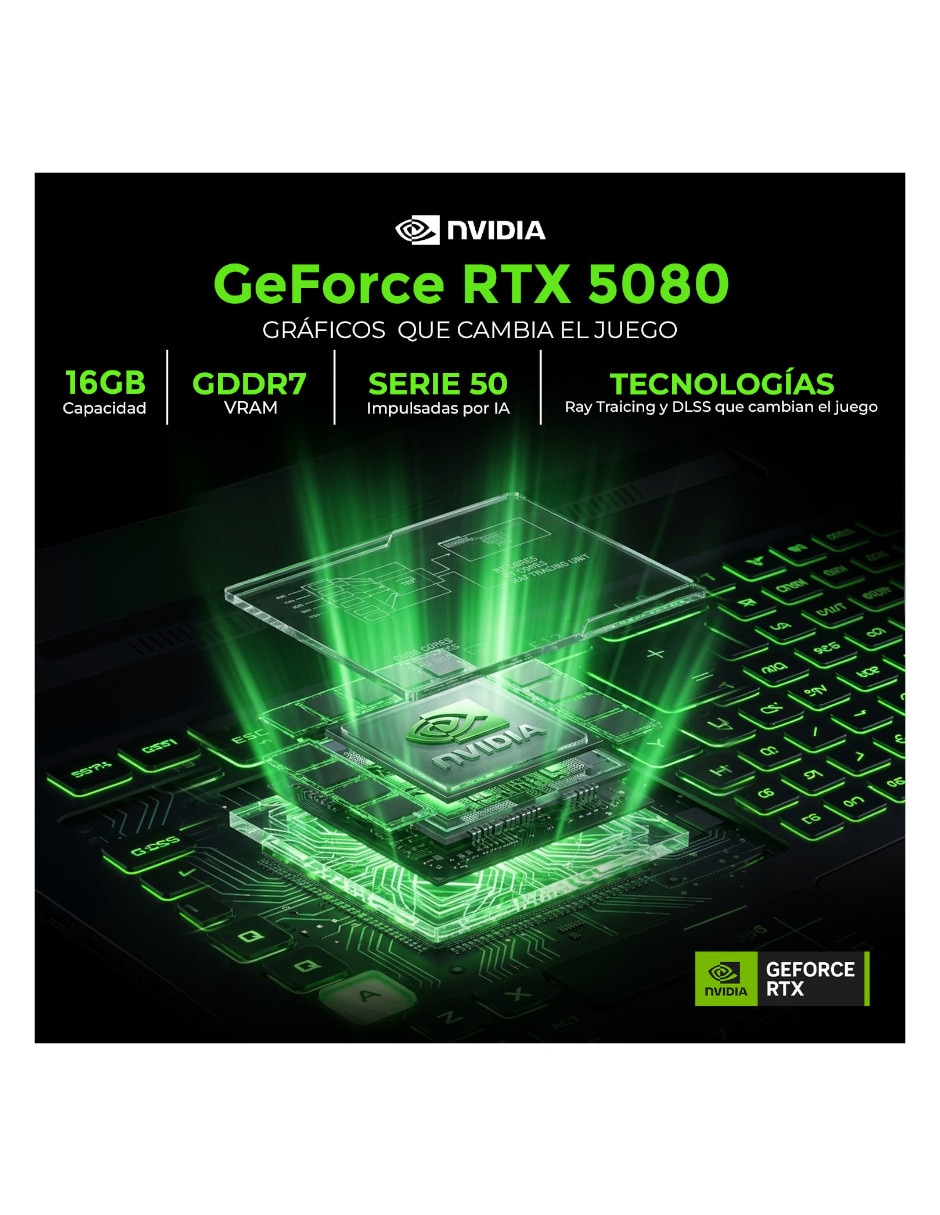 Laptop gamer 16 pulgadas qhd+ intel core ultra 9 nvidia geforce rtx 5080 32 gb ram 2 tb 4