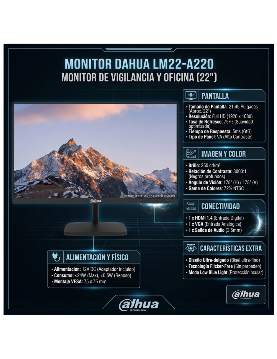Monitor DHI-LM22-A220 Full HD 22 pulgadas 4