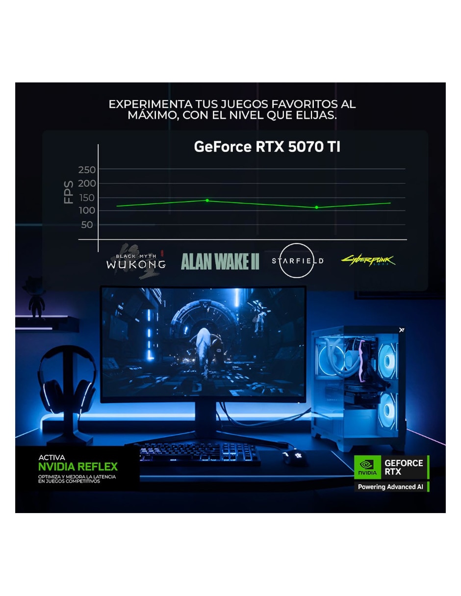 Computadora gamer Xtreme Top Intel Core Ultra 7 265KF NVIDIA GeForce RTX 5070 Ti 32 GB RAM 1 TB SSD 5